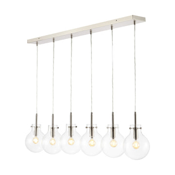Harlow 40.5" Modern Contemporary Round Glass/Iron LED Linear Pendant - JONATHAN Y
